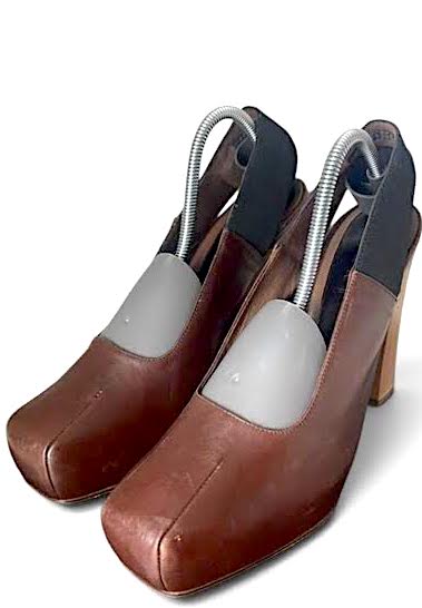 Marni Italy. Brown Leather Platform Chunky Heels Sz 39.5IT 9 US