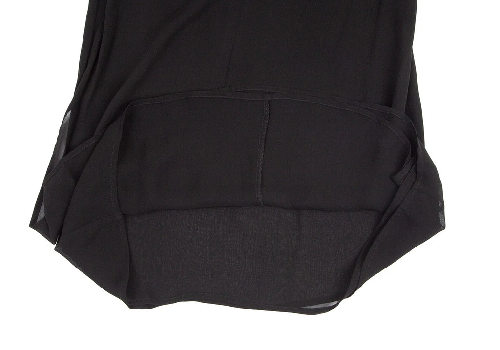 COMME DES GARCONS JUNYA WATANABE JAPAN. Black Semi-Sheer Pearl Neck Dress