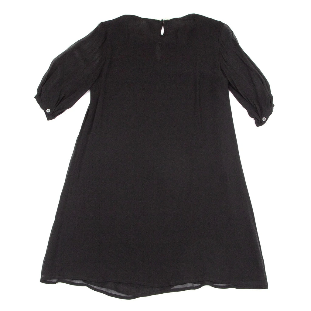 COMME DES GARCONS JUNYA WATANABE JAPAN. Black Semi-Sheer Pearl Neck Dress