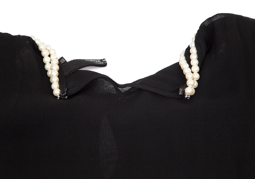 COMME DES GARCONS JUNYA WATANABE JAPAN. Black Semi-Sheer Pearl Neck Dress
