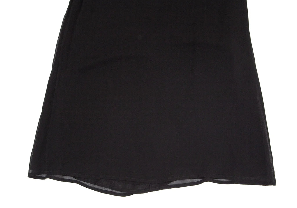 COMME DES GARCONS JUNYA WATANABE JAPAN. Black Semi-Sheer Pearl Neck Dress