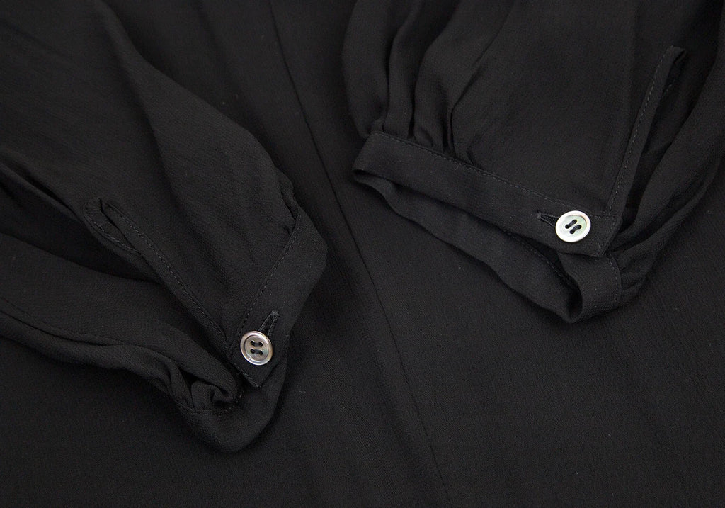 COMME DES GARCONS JUNYA WATANABE JAPAN. Black Semi-Sheer Pearl Neck Dress