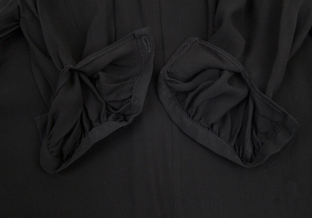 COMME DES GARCONS JUNYA WATANABE JAPAN. Black Semi-Sheer Pearl Neck Dress