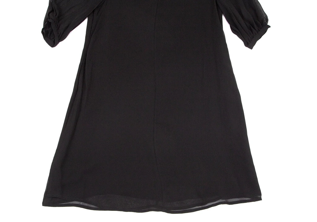 COMME DES GARCONS JUNYA WATANABE JAPAN. Black Semi-Sheer Pearl Neck Dress