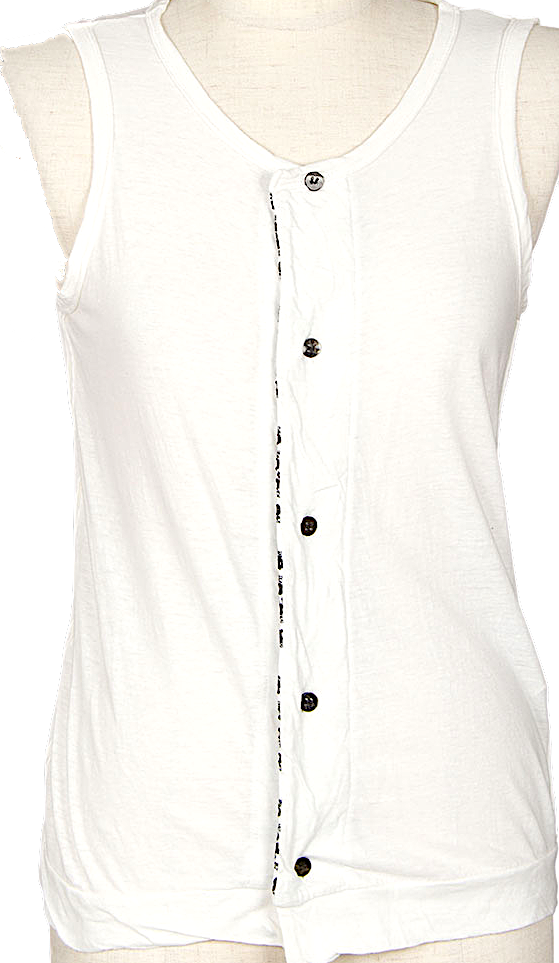 YOHJI YAMAMOTO JAPAN. Y's Inside-out embroidery White Sleeveless Top