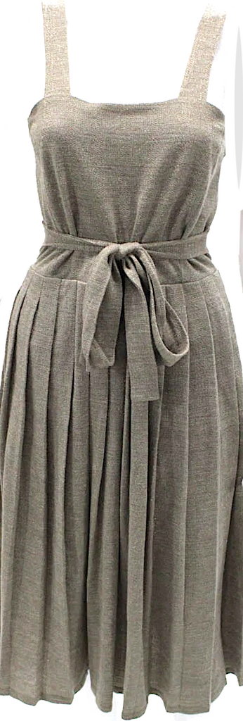 Max Mara ITALY. Brown Sleeveless Square Neck Overall Dress