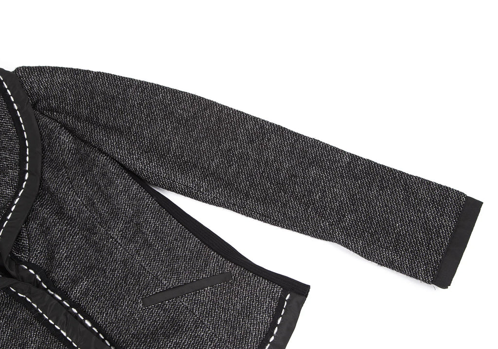 HIROKO KOSHINO HIROKO BIS JAPAN. Piping Stitched Black Shawl-collar Jacket