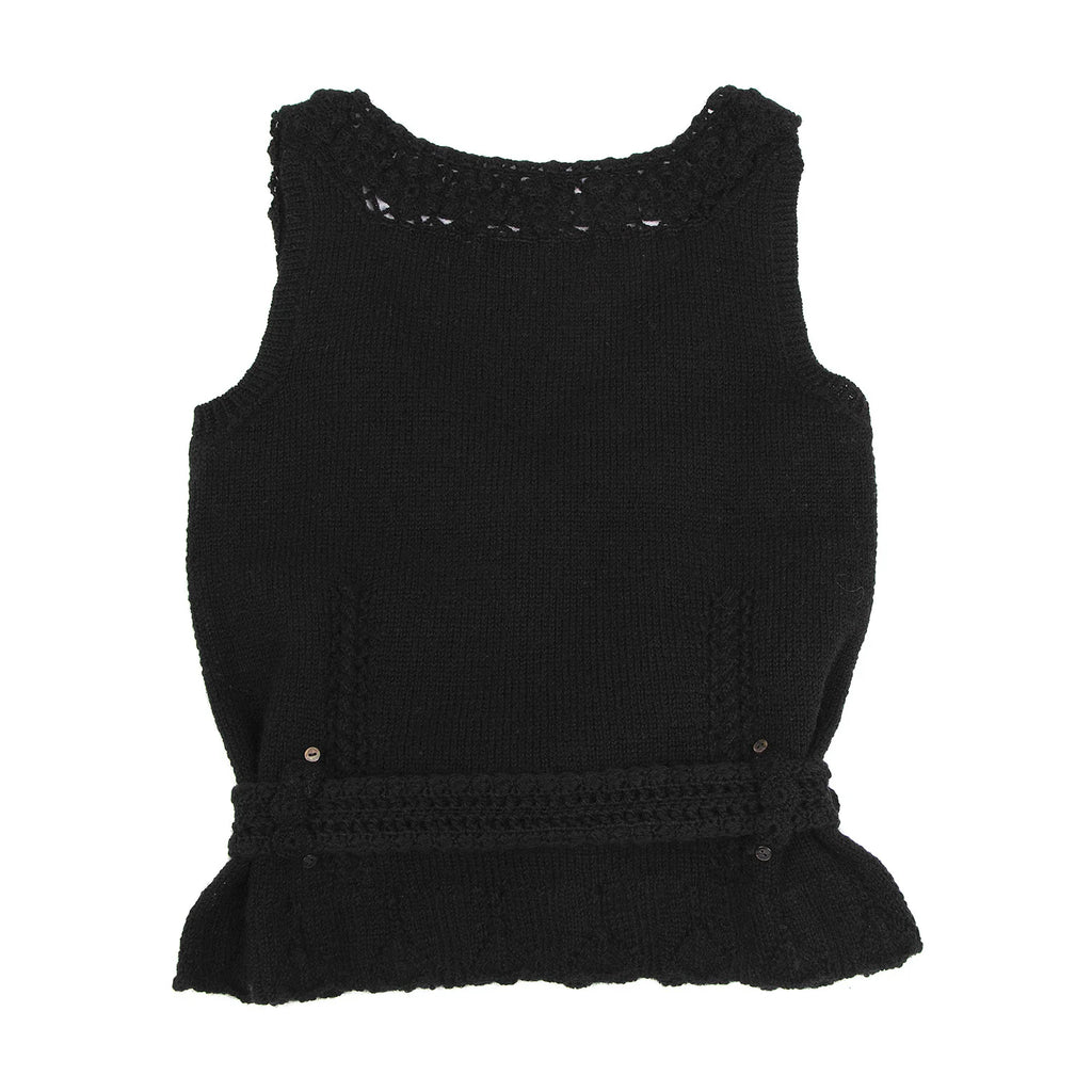 TOMORROWLAND MACPHEE JAPAN. Black Hand Knit Sleeveless Shirt