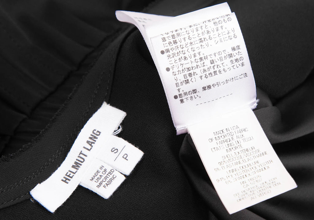 HELMUT LANG Black Rayon Blend Waist Drawcord Sleeveless Dress
