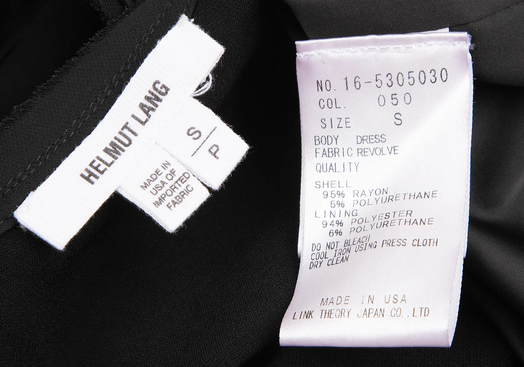 HELMUT LANG Black Rayon Blend Waist Drawcord Sleeveless Dress