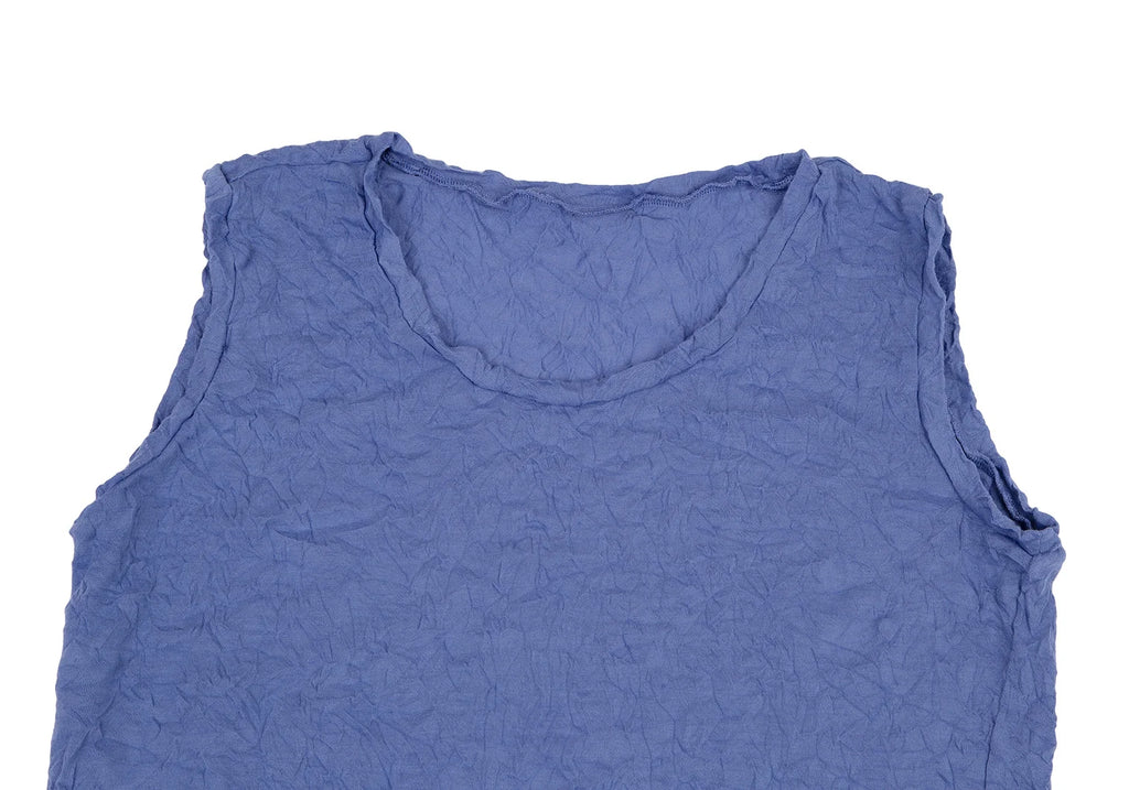 ISSEY MIYAKE JAPAN. "me" Blue Wrinkle Pleats Sleeveless Shirt