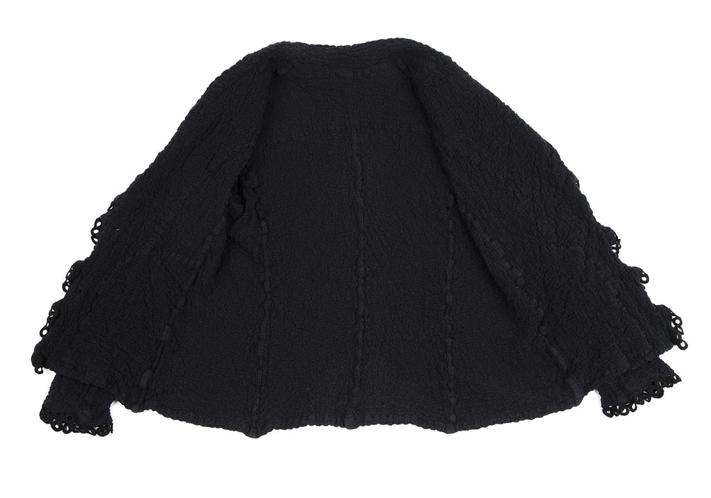 ISSEY MIYAKE JAPAN. "me" Piping Decoration Navy Cauliflower Jacket/Top