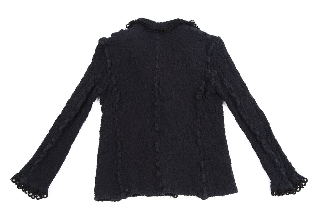 ISSEY MIYAKE JAPAN. "me" Piping Decoration Navy Cauliflower Jacket/Top