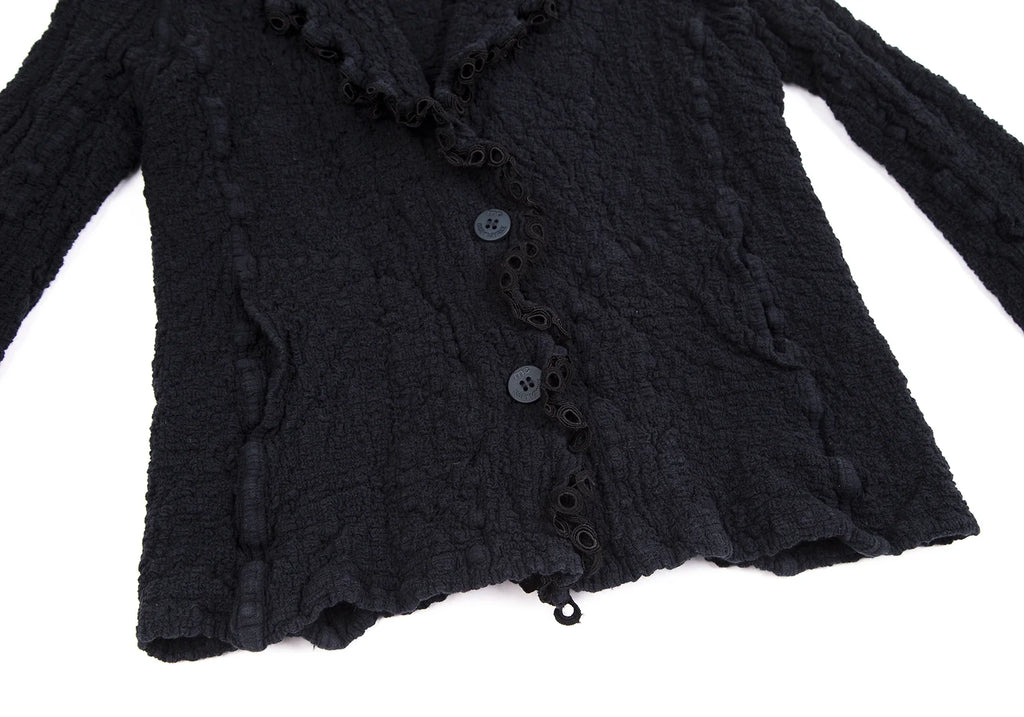 ISSEY MIYAKE JAPAN. "me" Piping Decoration Navy Cauliflower Jacket/Top