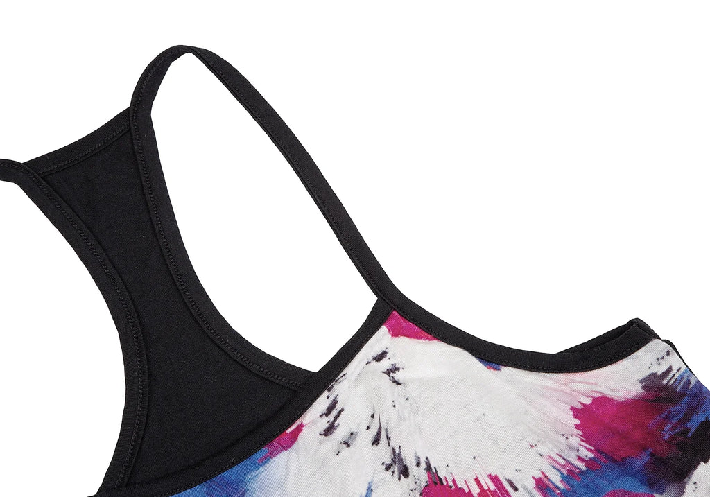 LIMI feu Japan. Black,Multi-Color Front Graphic Printed Switching Camisole