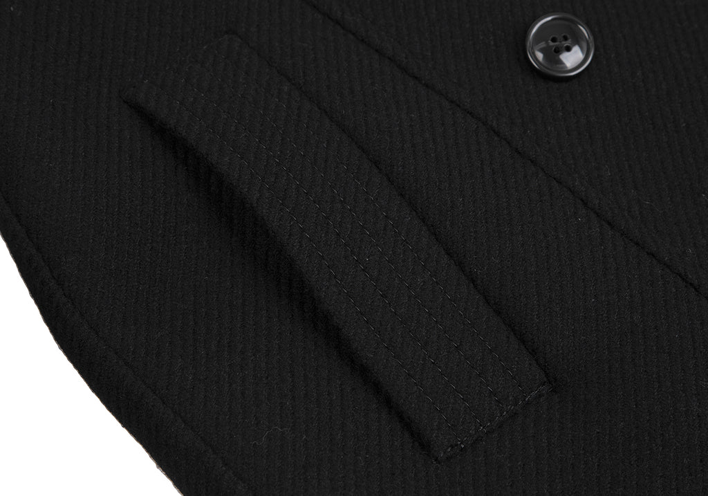 TOMORROWLAND BALLSEY JAPAN. Black Wool Stand Collar Double Coat