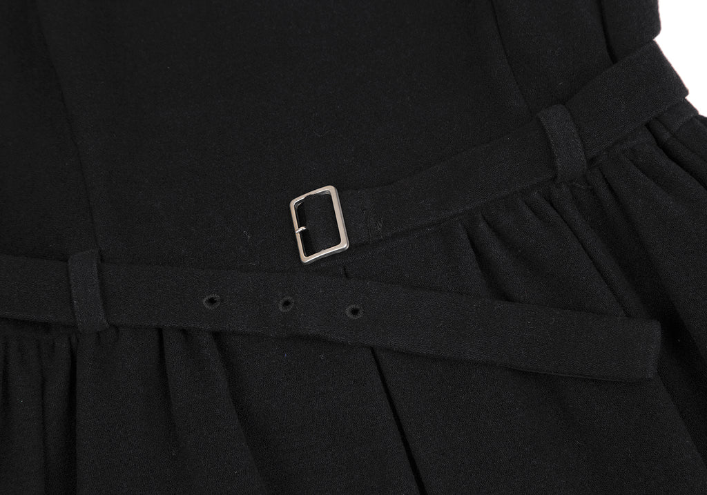 Issey Miyake Japan. Zucca. Black Cotton Rayon Sleeveless Belted Dress