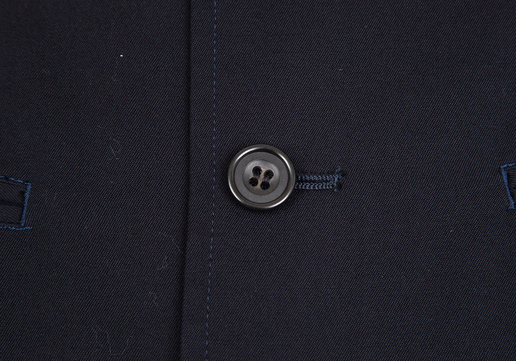 YOHJI YAMAMOTO JAPAN. Y's Wool Hem Navy Asymmetry Jacket