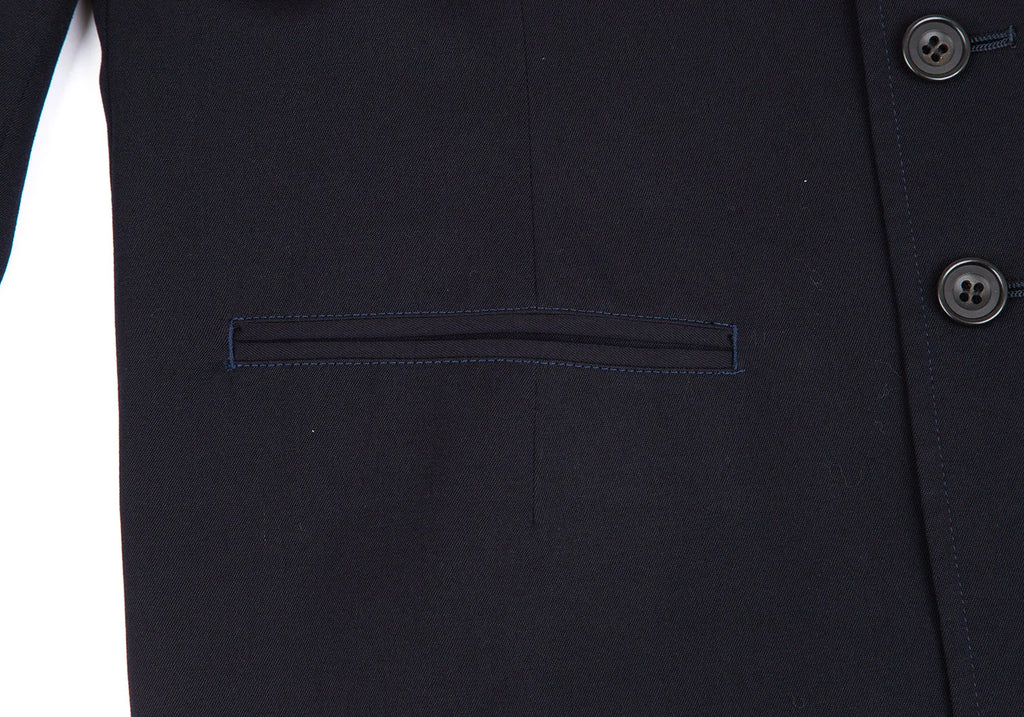 YOHJI YAMAMOTO JAPAN. Y's Wool Hem Navy Asymmetry Jacket