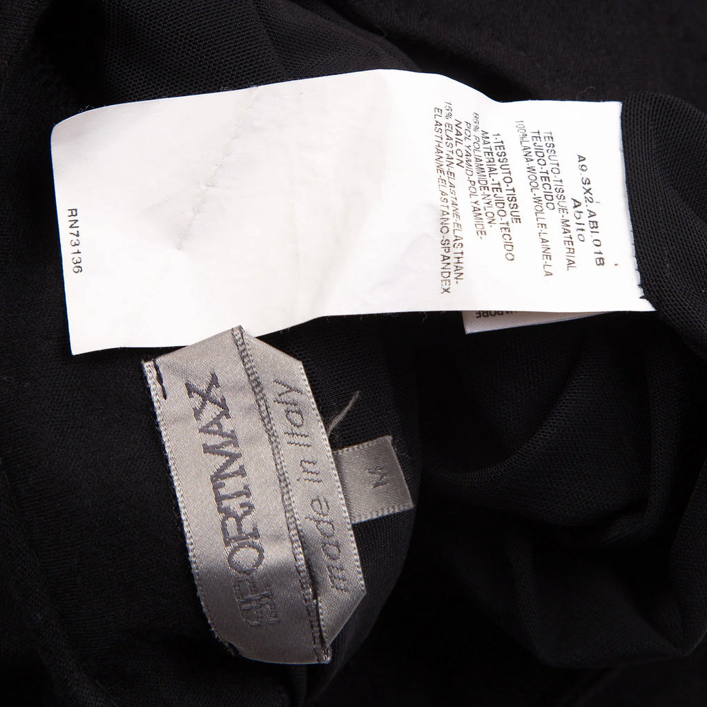 MaxMara Italy. SPORTMAX. Black Puff Sleeves Wool Dress