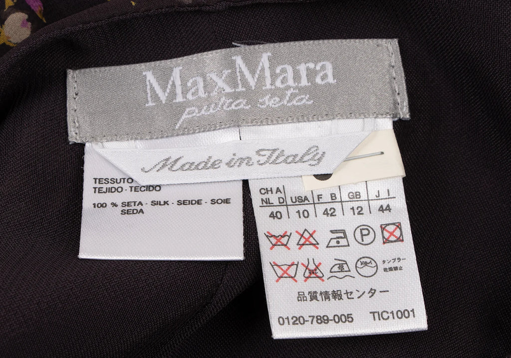 MaxMara Italy. Eggplant Color Lace Layered Floral Print Silk Skirt
