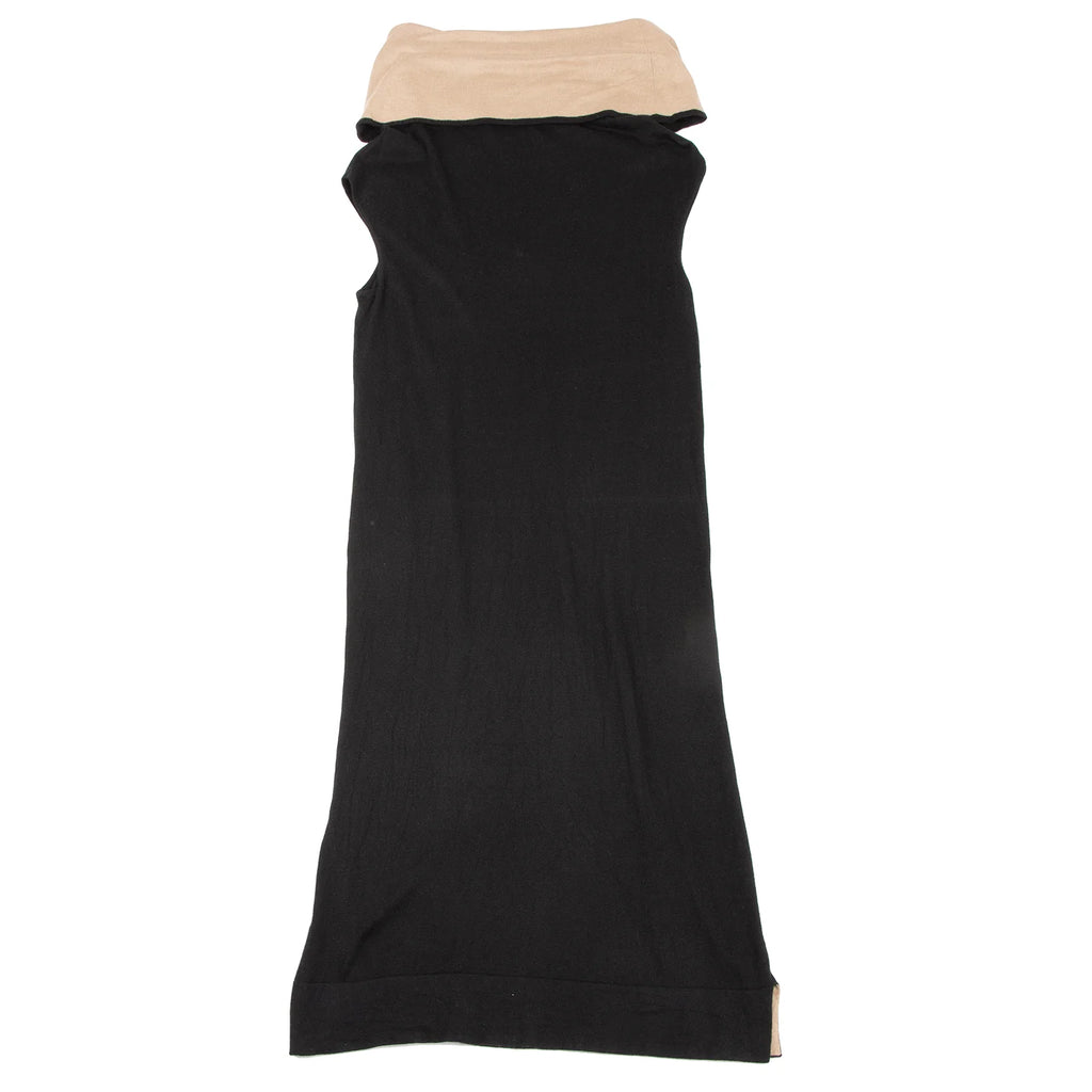 MaxMara Italy. Black Silk/Cashmere Draped Neck Sleeveless Dress