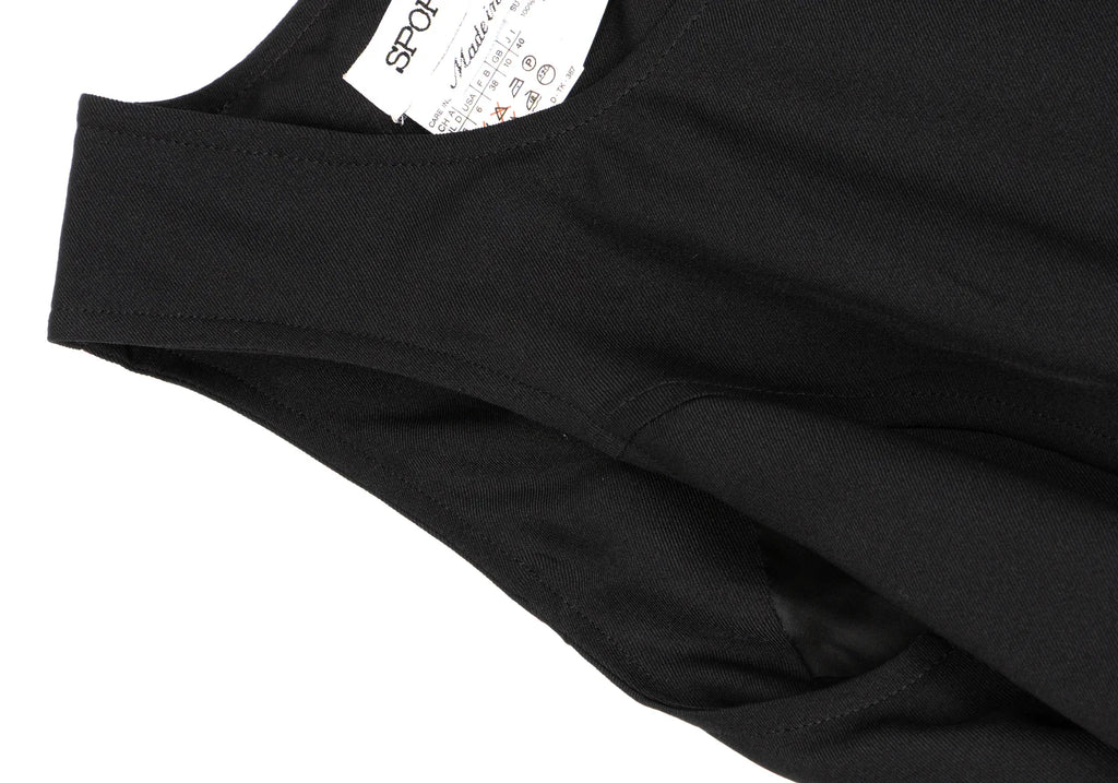 MaxMara Italy. SPORTMAX. Black Belted Poly Sleeveless Dress