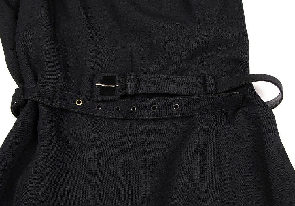MaxMara Italy. SPORTMAX. Black Belted Poly Sleeveless Dress