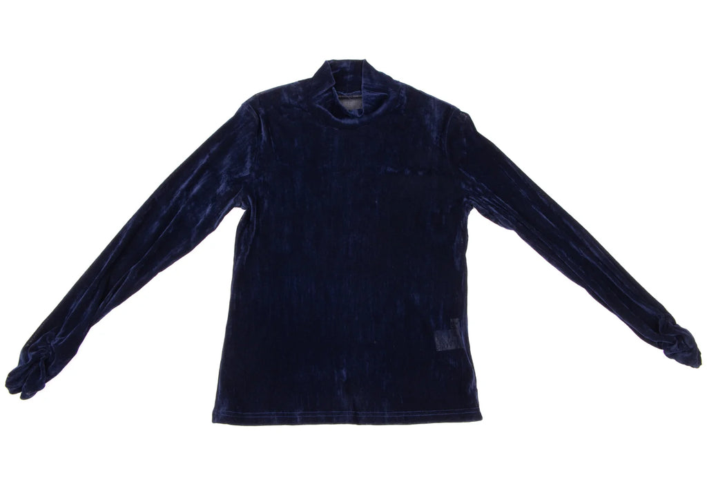 HIROKO KOSHINO HIROKO BIS JAPAN. eSSeNtieL Gather Cuffs Blue Velor Shirt