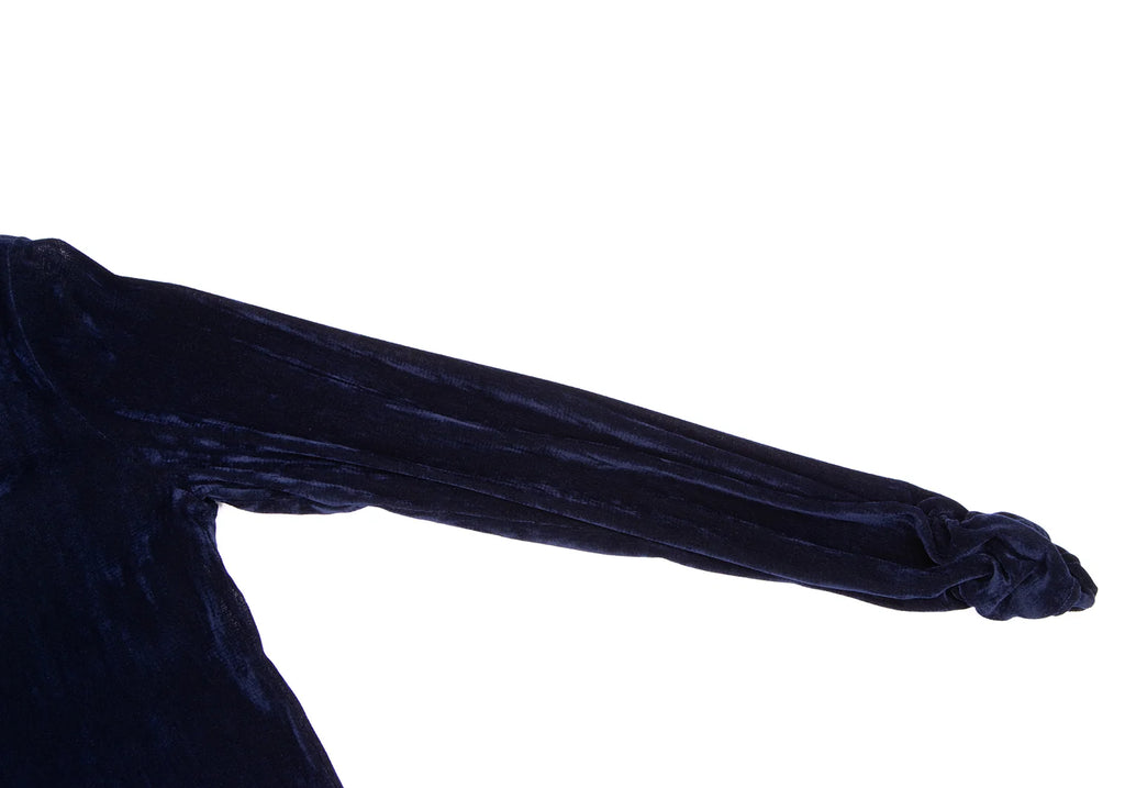 HIROKO KOSHINO HIROKO BIS JAPAN. eSSeNtieL Gather Cuffs Blue Velor Shirt