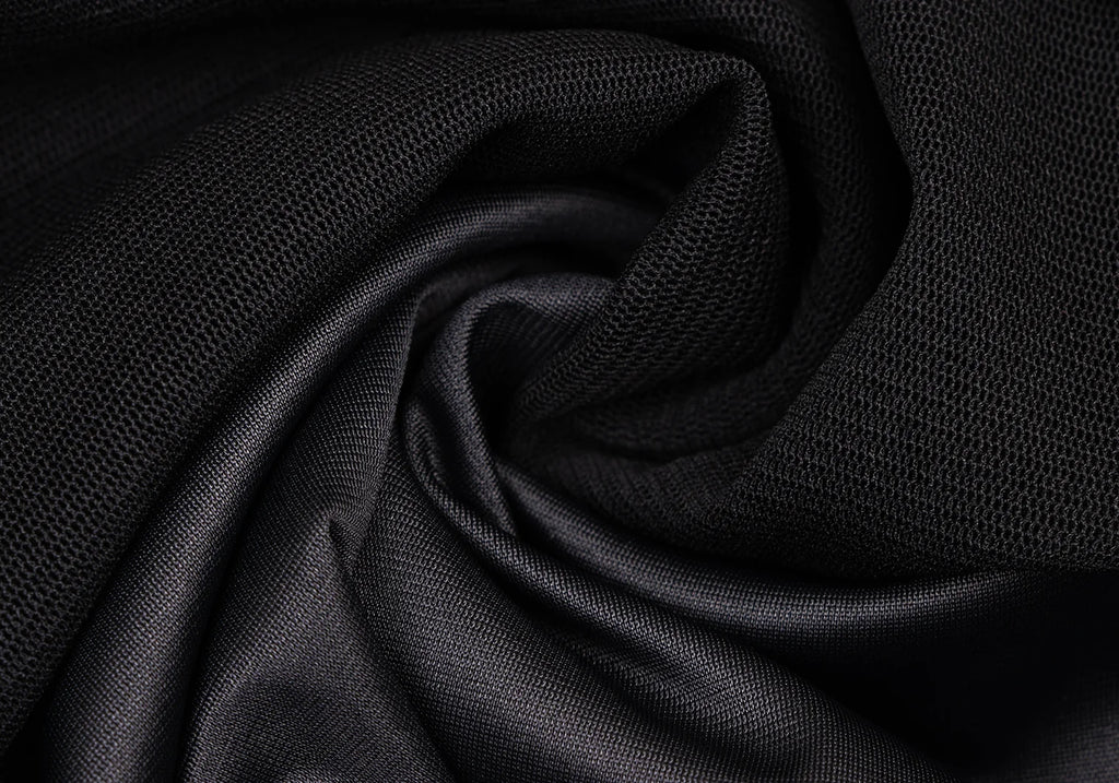 HIROKO KOSHINO HIROKO BIS JAPAN. Black Mesh Front Crepe Design Shirt
