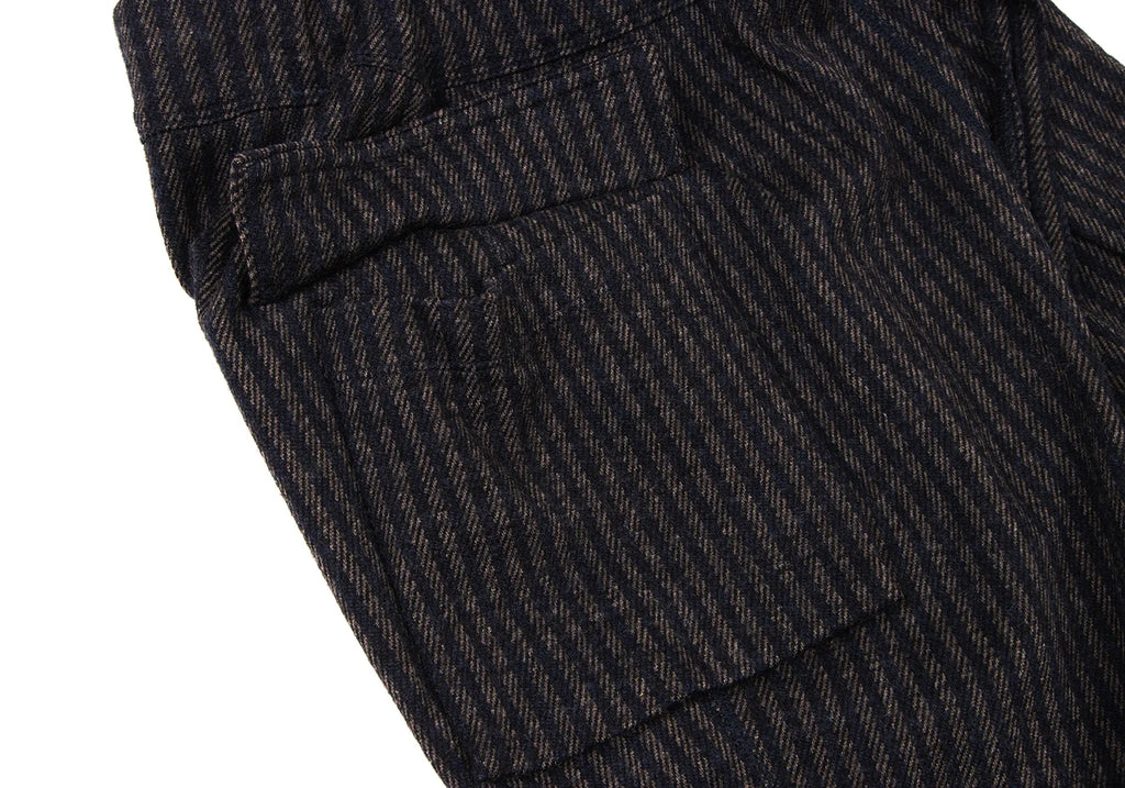 45rpm 45R JAPAN. Navy Wool Striped Knit Pants