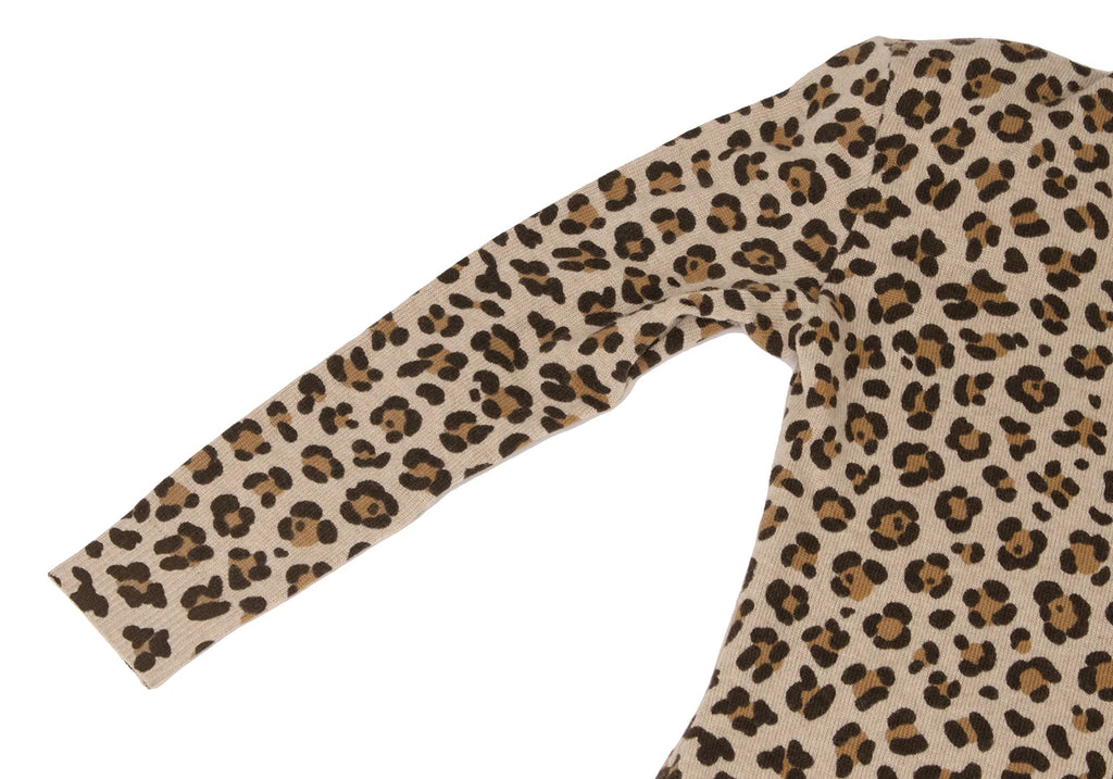 YOSHIE INABA JAPAN. Mocha Wool Cashmere Leopard Knit Dress