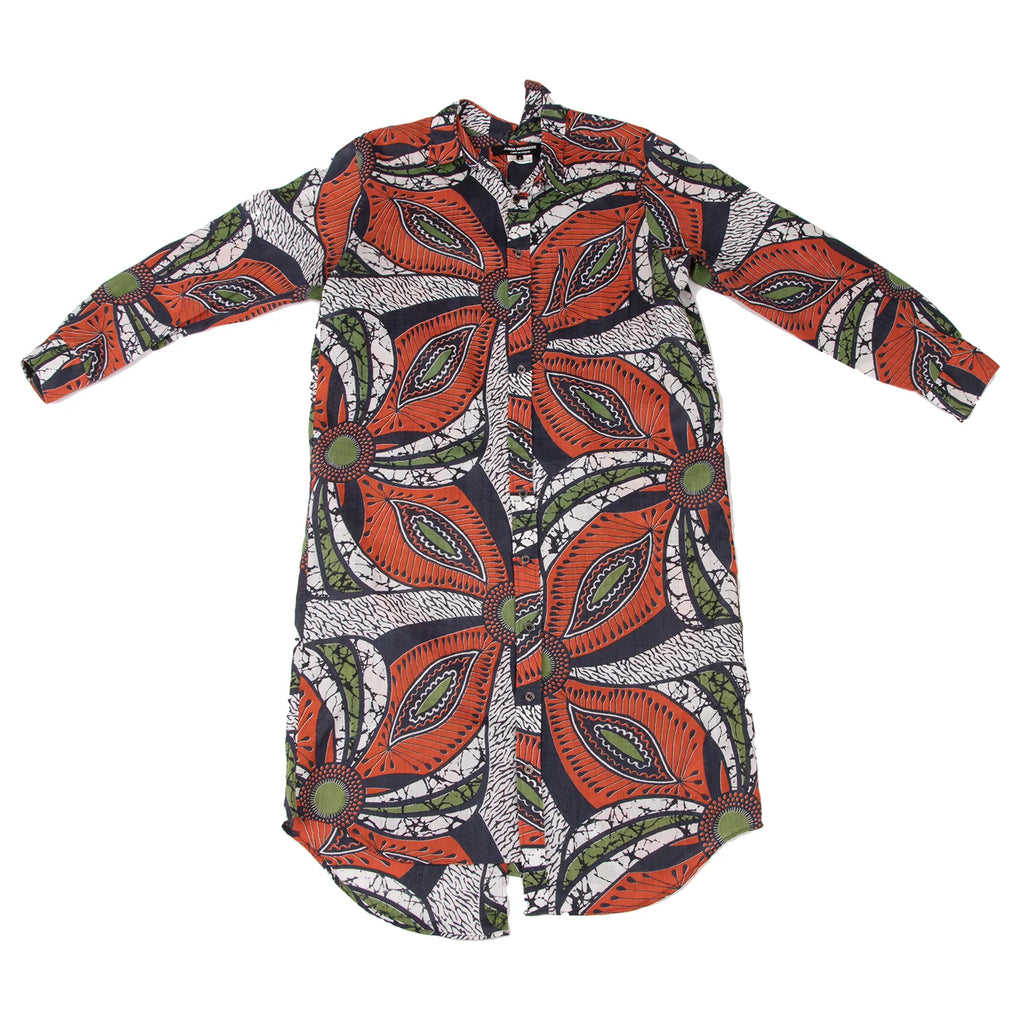 COMME des GARCON JUNYA WATANABE JAPAN. Orange Printed Asymmetry Dress