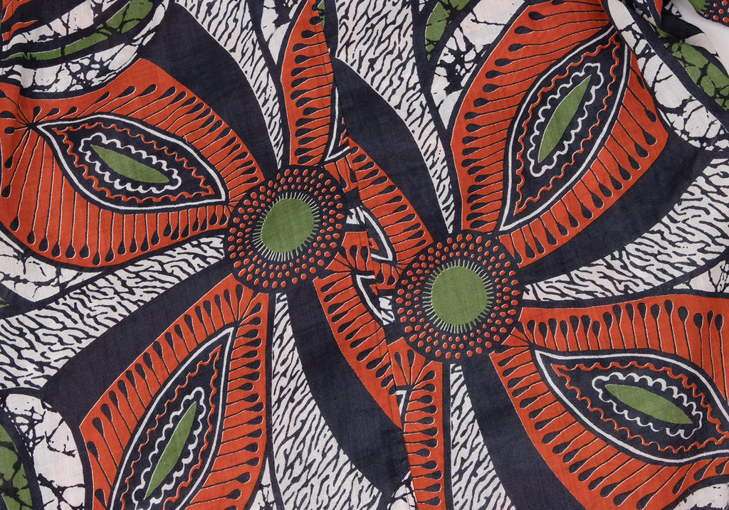 COMME des GARCON JUNYA WATANABE JAPAN. Orange Printed Asymmetry Dress
