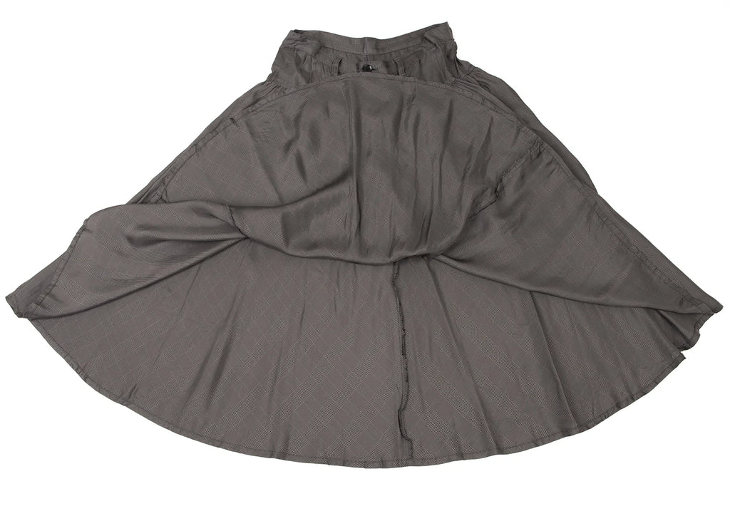 YOHJI YAMAMOTO JAPAN. Y's 100% CUPRA Grey Check Tuck Gather Skirt