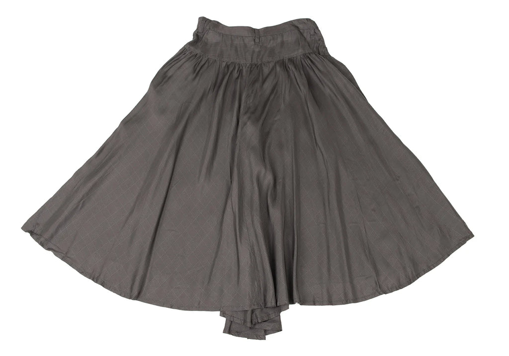 YOHJI YAMAMOTO JAPAN. Y's 100% CUPRA Grey Check Tuck Gather Skirt