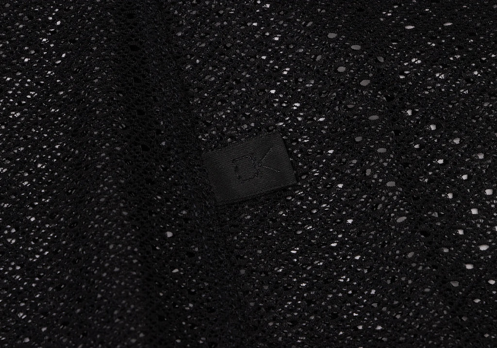 DONNA KARAN NEW YORK.. Black Mesh Switching Top