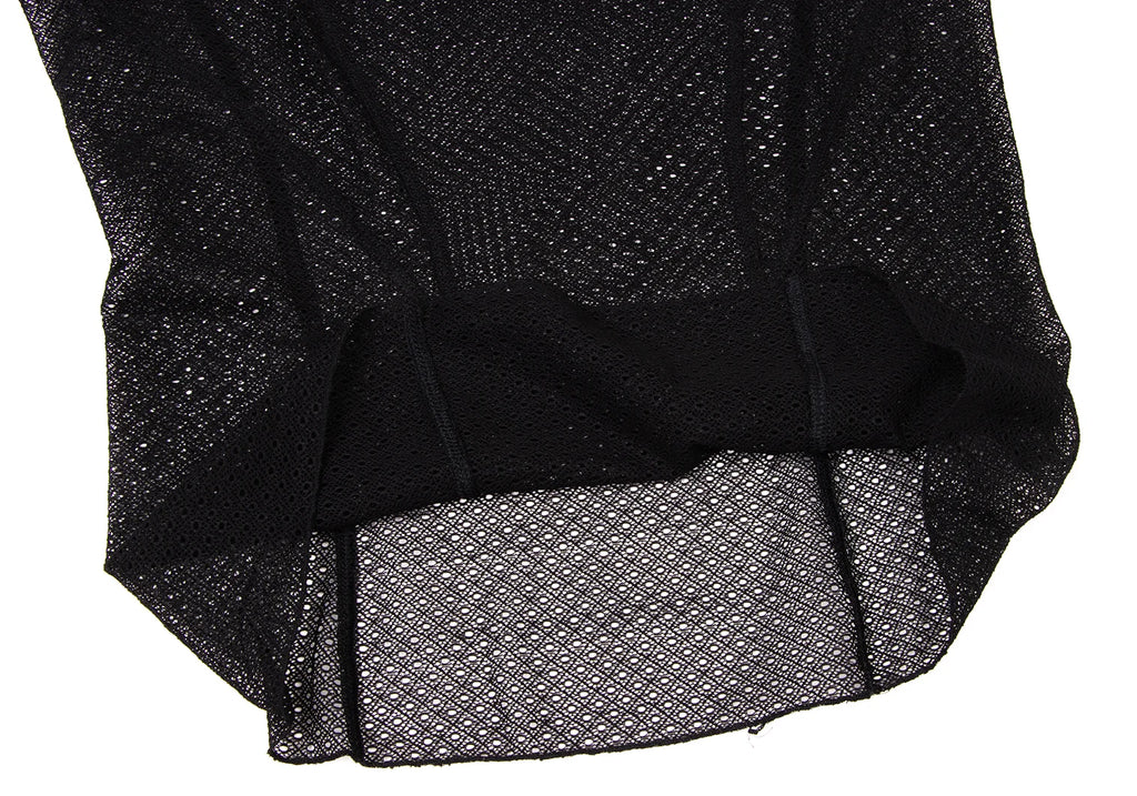 DONNA KARAN NEW YORK.. Black Mesh Switching Top
