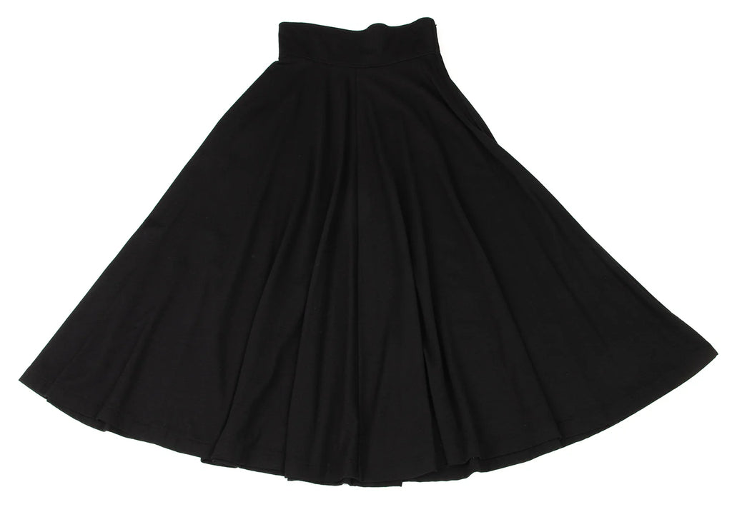 COMME des GARCONS JAPAN. TRICOT. Black Wool High Waist Flare Skirt