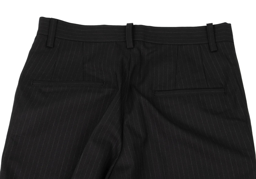 ISSEY MIYAKE JAPAN. sunaokuwahara, Black Wool Pinstripe Double Pants