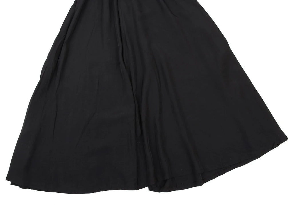 YOHJI YAMAMOTO JAPAN. WORKSHOP Black Rayon Switching Belted Dress
