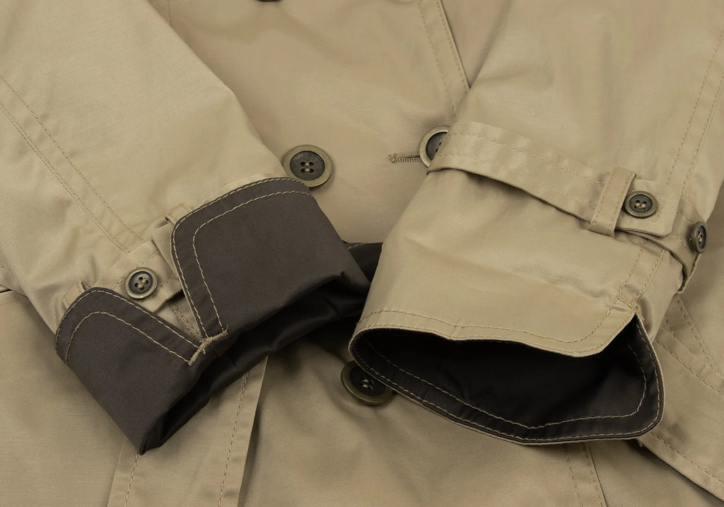 UNITED ARROWS JAPAN. Khaki/Beige Quilt Lining Detachable Faux Fur Trench Coat Beige