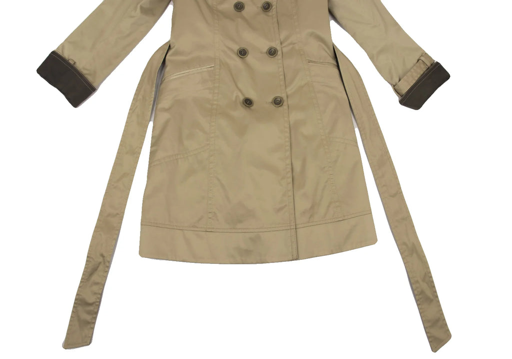 UNITED ARROWS JAPAN. Khaki/Beige Quilt Lining Detachable Faux Fur Trench Coat Beige