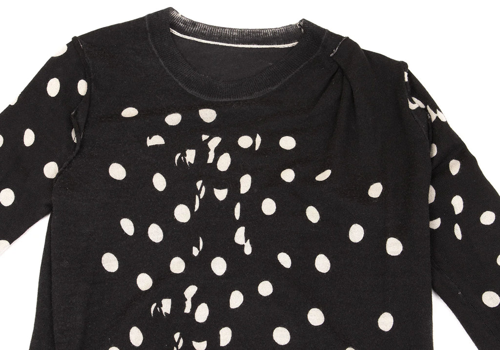 SENSOUNICO JNBY JAPAN. Dot Printed Black Gather Design Knit Dress
