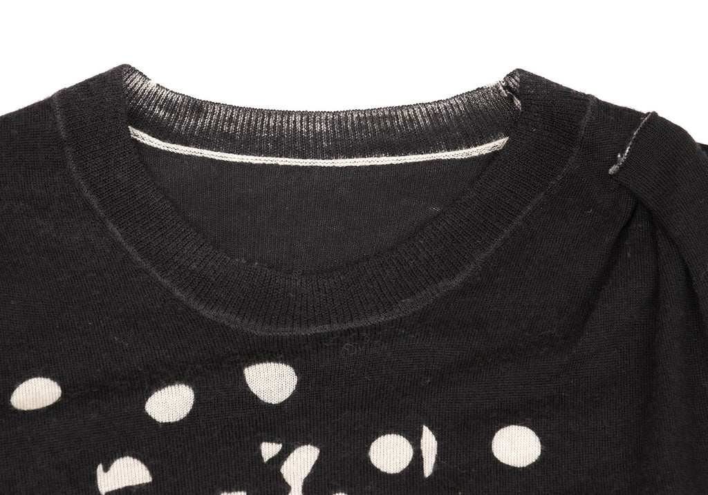 SENSOUNICO JNBY JAPAN. Dot Printed Black Gather Design Knit Dress