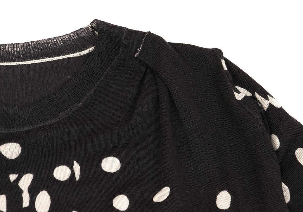 SENSOUNICO JNBY JAPAN. Dot Printed Black Gather Design Knit Dress