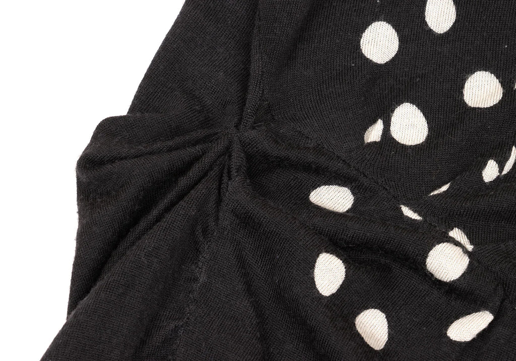 SENSOUNICO JNBY JAPAN. Dot Printed Black Gather Design Knit Dress