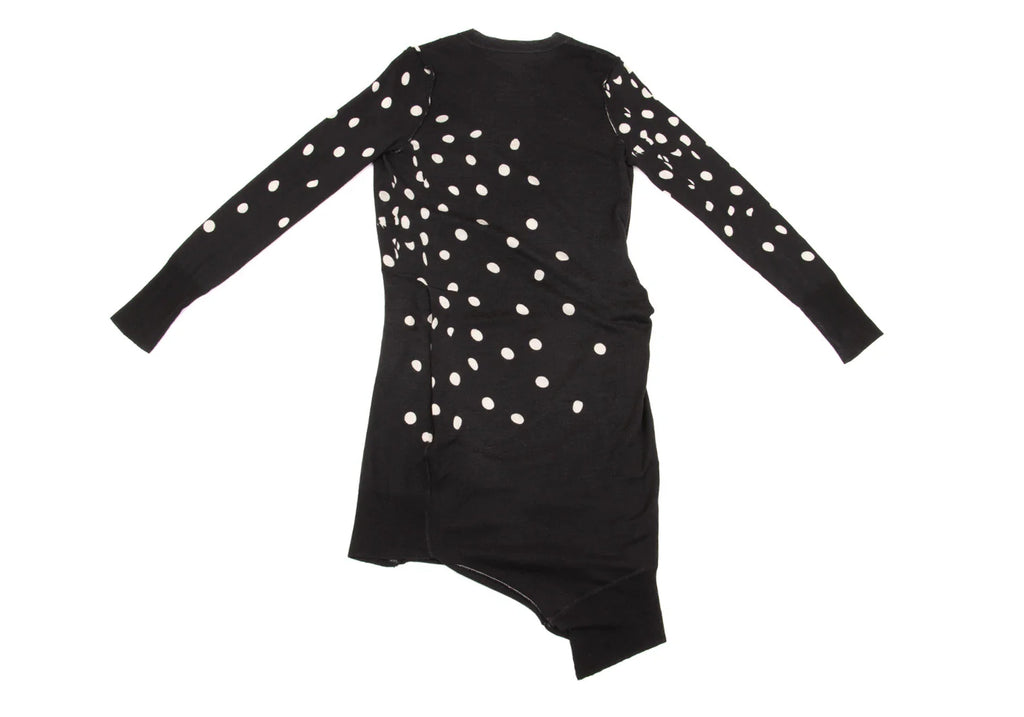 SENSOUNICO JNBY JAPAN. Dot Printed Black Gather Design Knit Dress