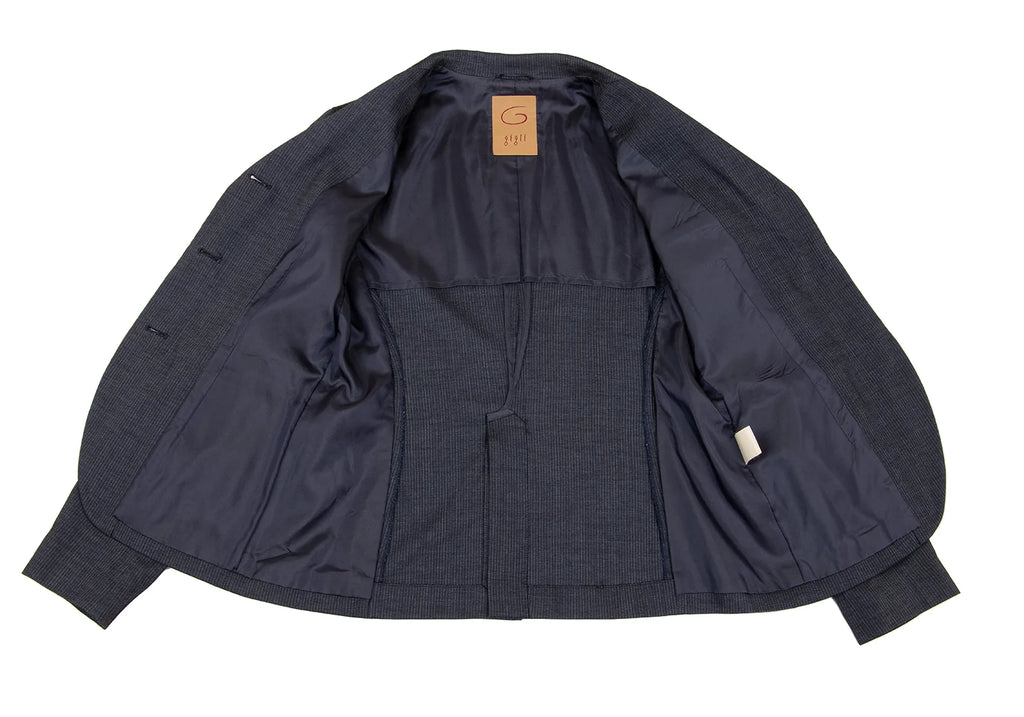 ROMEO GIGLI ITALY. Navy Rayon Wool Pinstripe Jacket